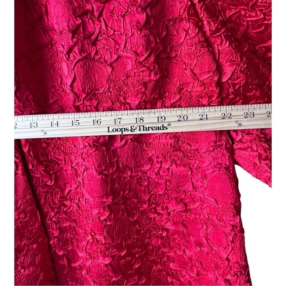 Women’s Vintage R & M Richard bright Y2K red crinkle blazer front open 22W. - Picture 5 of 12